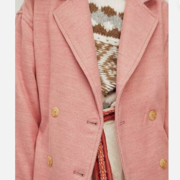 Free People Hannah Slouchy Oversized Pink Blazer Coat Size Small - Picture 3 of 16